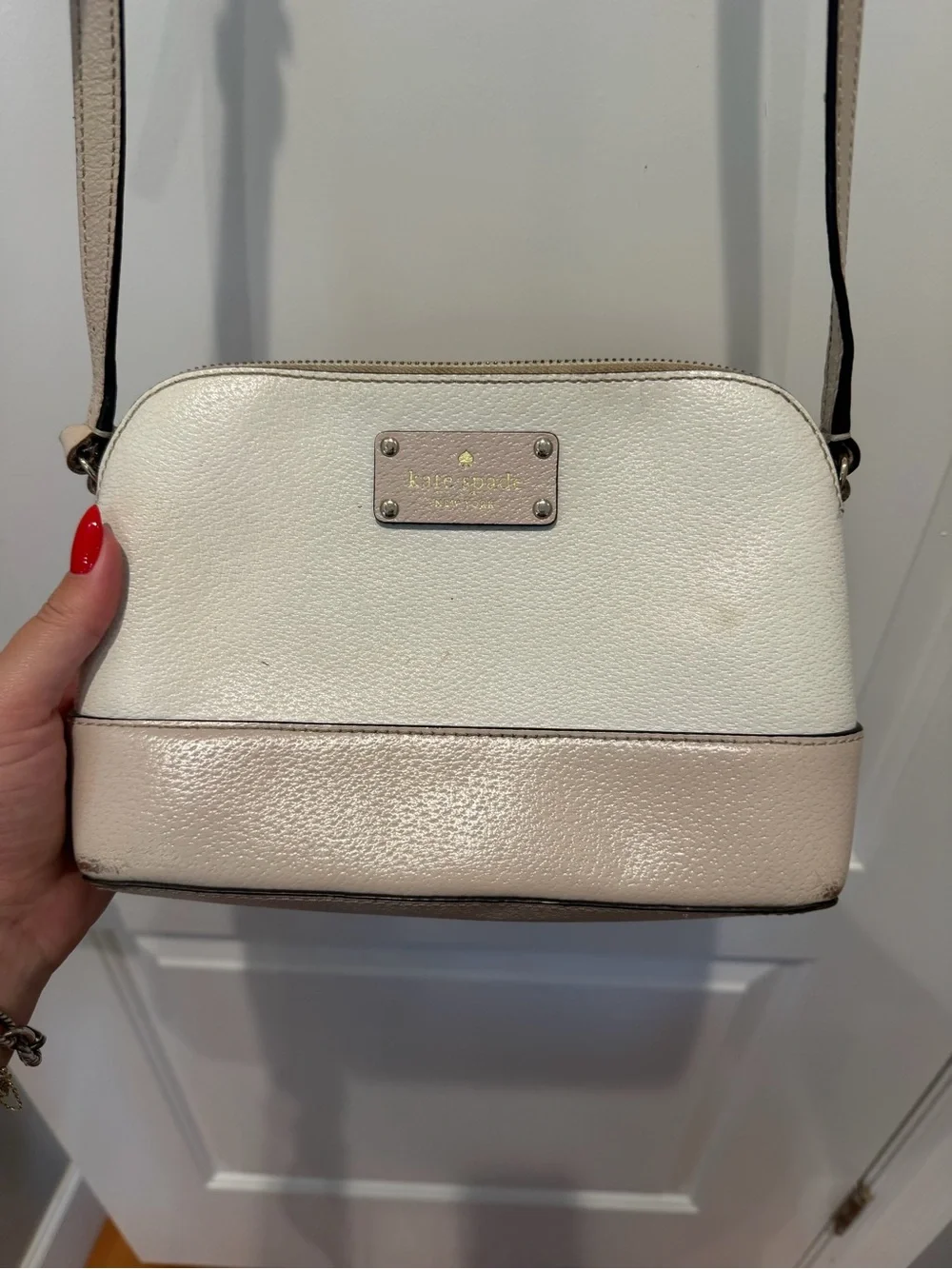 kate spade Cream Crossbody with Blush Trim and Adjustable Strap
